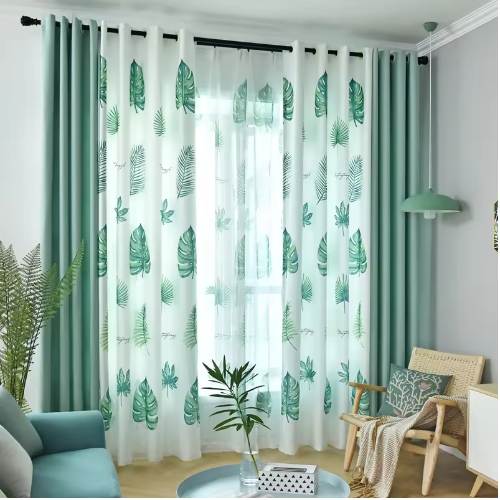 Palm Green L Curtain 2pcs 165x214cm/pc