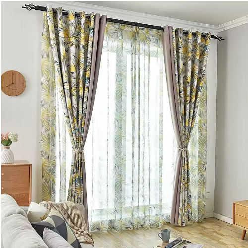 Yellow Shades Sheer Curtain 2pcs.