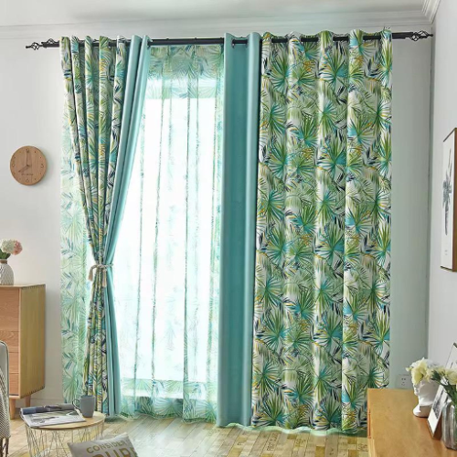 Green Shades Sheer Curtain 2pcs.