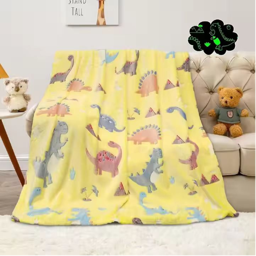 Glow Yellow Dragon Blanket Single