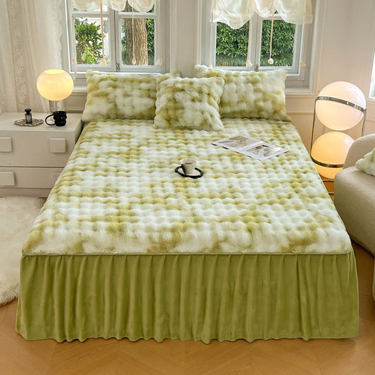 Green Bed Skirt Milk Velvet