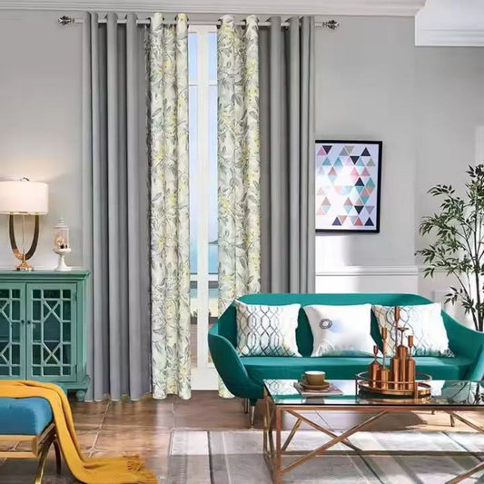 Flora Gray L Curtains 2pcs 165x214cm