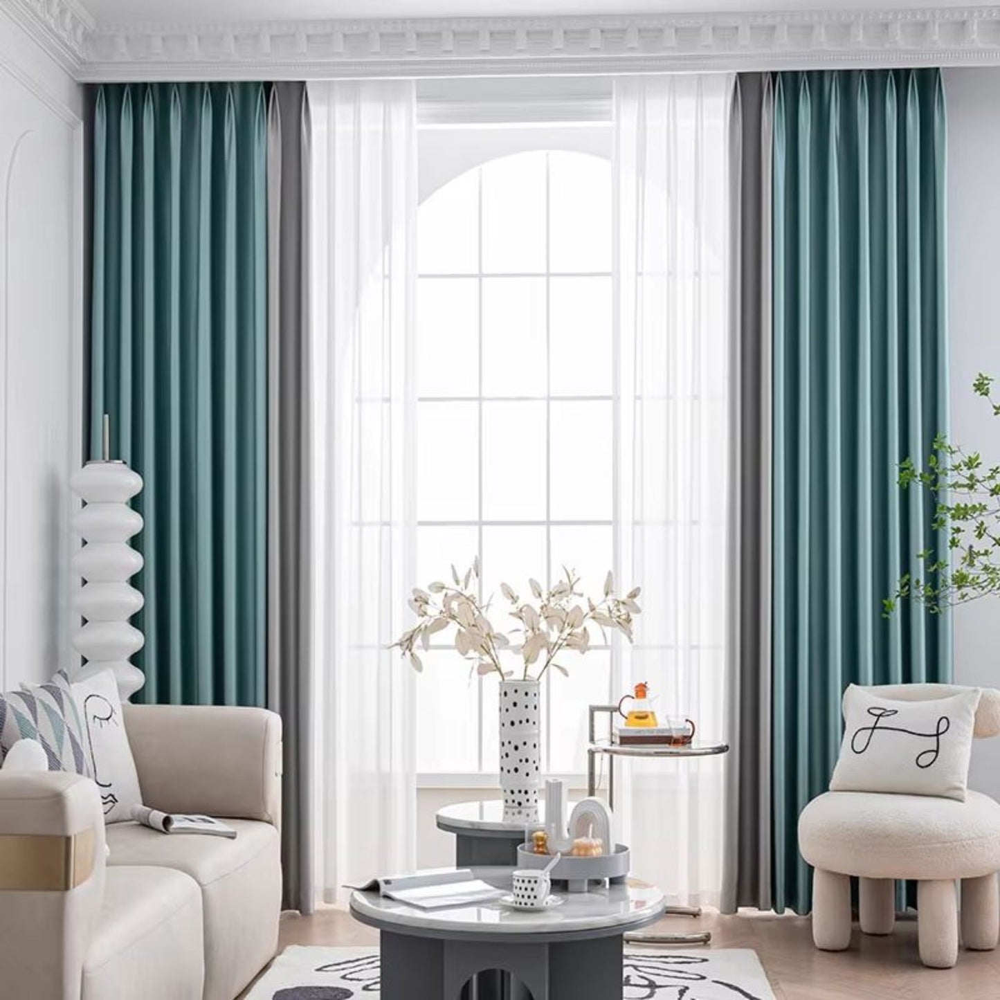 Blue Ocean Mist L Curtain 2pcs 165x214cm/pc