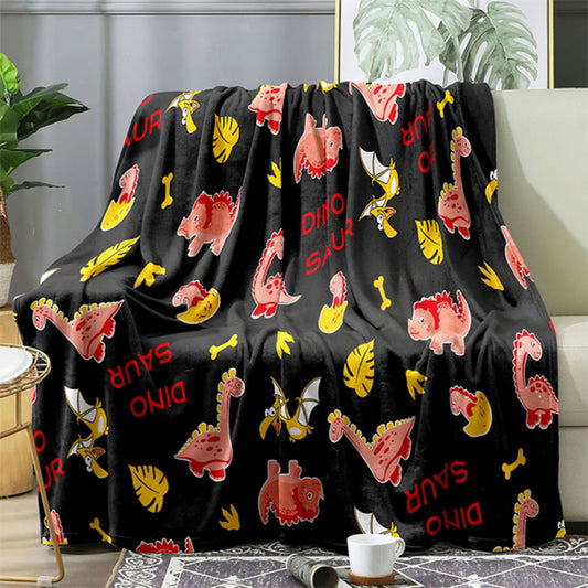 Glow Dinosaur Black Blanket Single