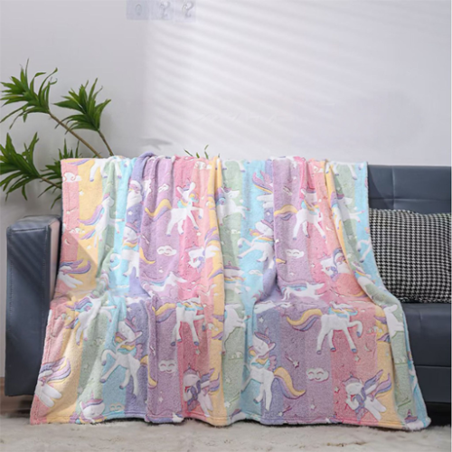 Glow Pink Unicorn Blanket Single