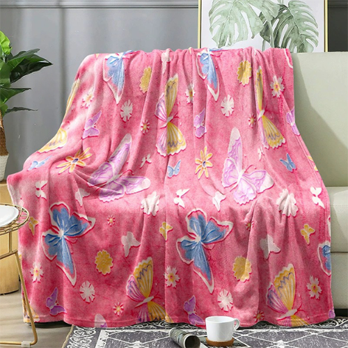 Glow Pink Butterfly Blanket Single