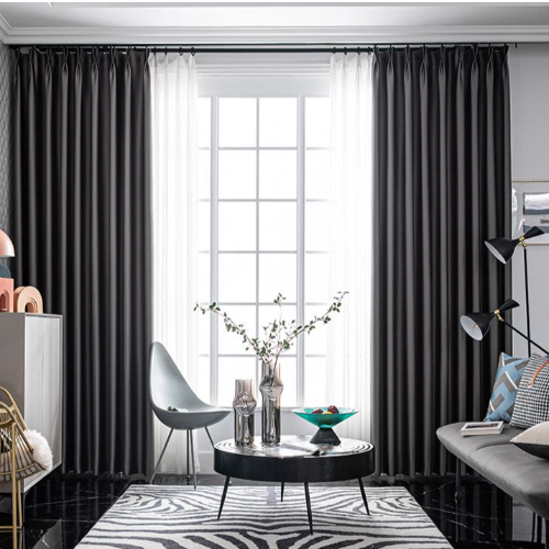 Plain Gray L Curtain 2pcs - 165x214cm/pc