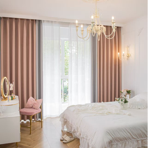 Pastel Pink L Curtain 2pcs 165x214cm