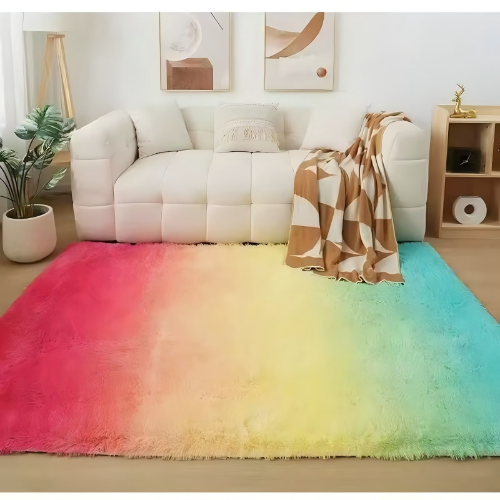 Shaggy Red Rainbow Carpet