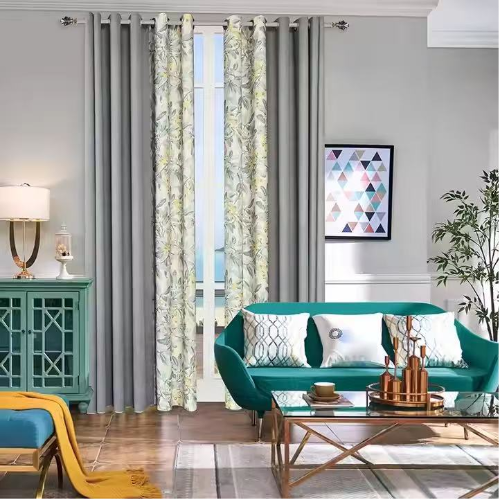 Gray Flora L Curtains 2pcs 165x214cm